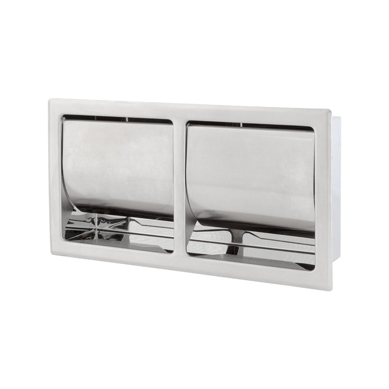 Hoteliere Double Toilet Paper Holder, Brushed Stainless Steel