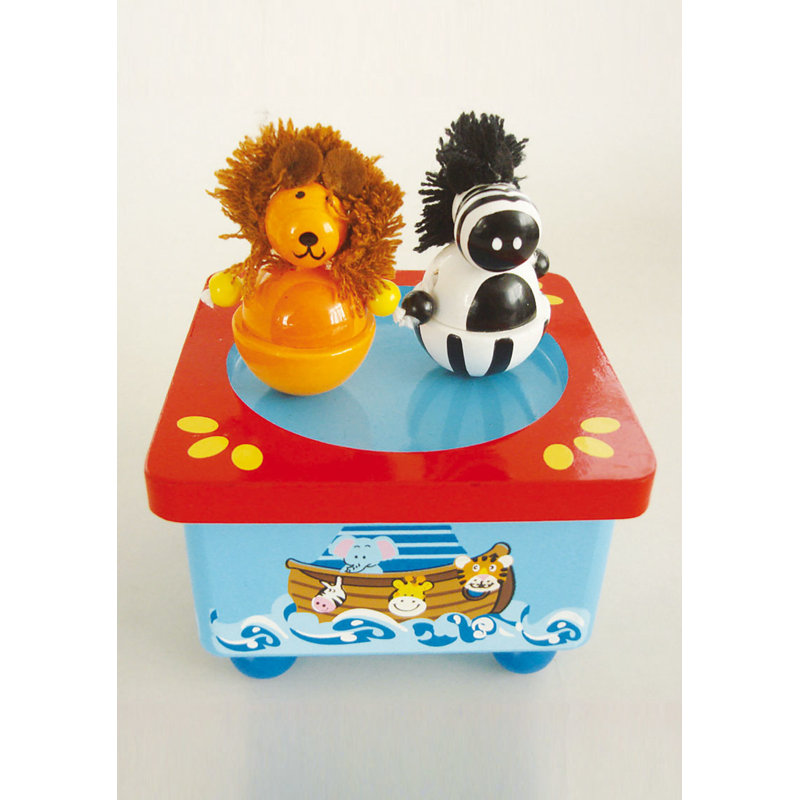 Figurine de lion dansant et de zèbre qui se tourne vers l'arche