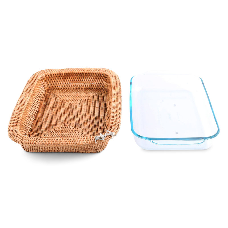 Rectangle Rattan Casserole Set