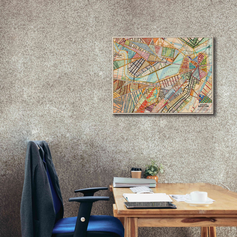 «Modern Map of Boston» par Nikki Galapon, art mural sur toile, H 26 po x l 24 po x P 1,25 po