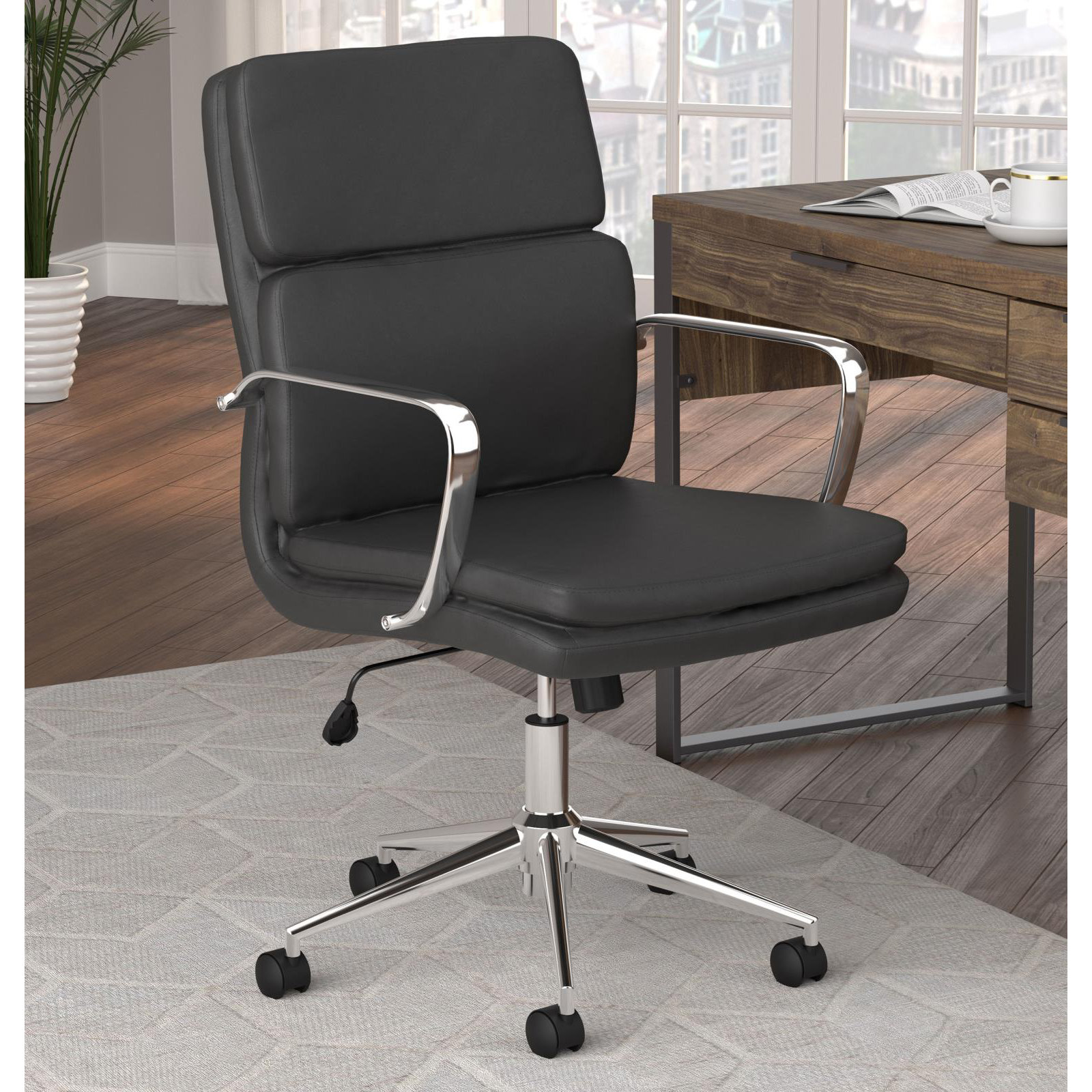 Rusanka Swivel Office Chair, Black, 21"
