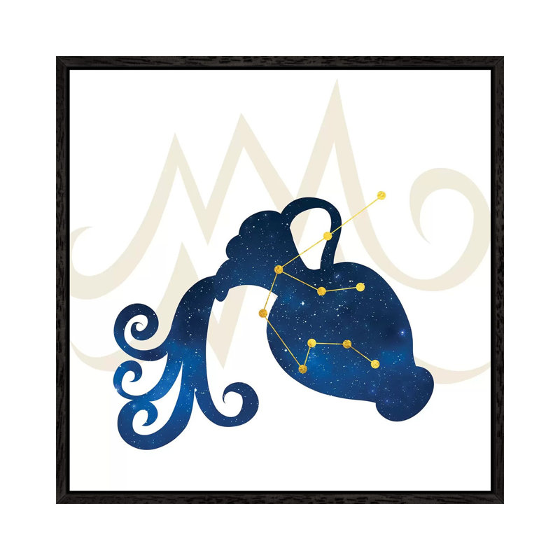 Stars of Aquarius 1 Piece Wall Art on Canvas, 66.04 cm H x 66.04 cm W, Black Framed