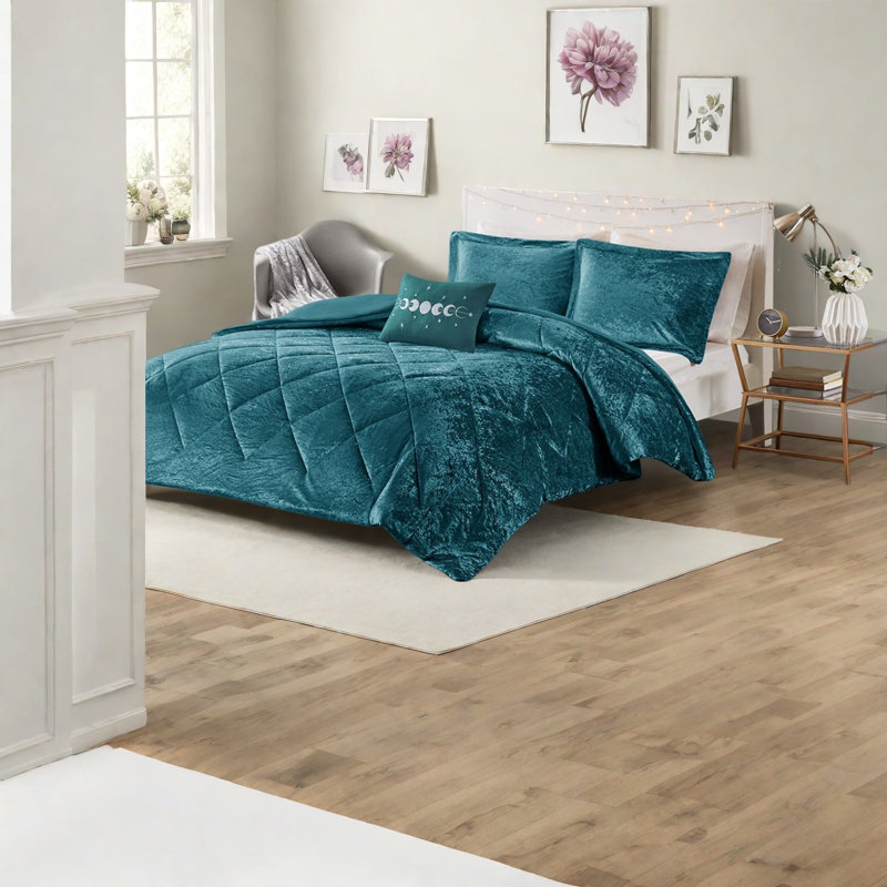 Ensembles de literie luxueux en velours bleu sarcelle, confort élégant pour la maison