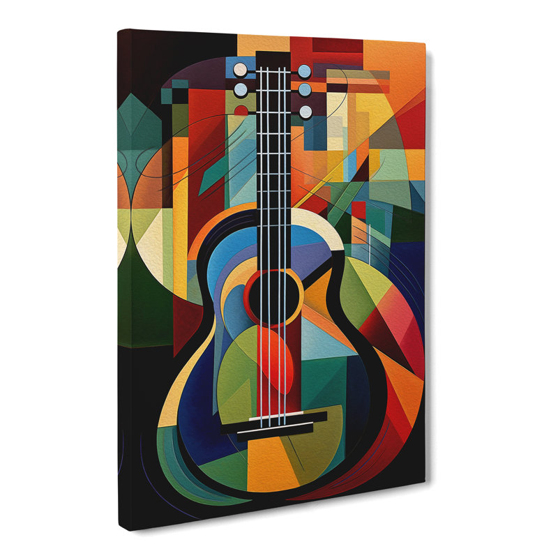 Acoustic Guitar Orphism - Wrapped Canvas Print, 60cm H x 40cm W x 3cm D