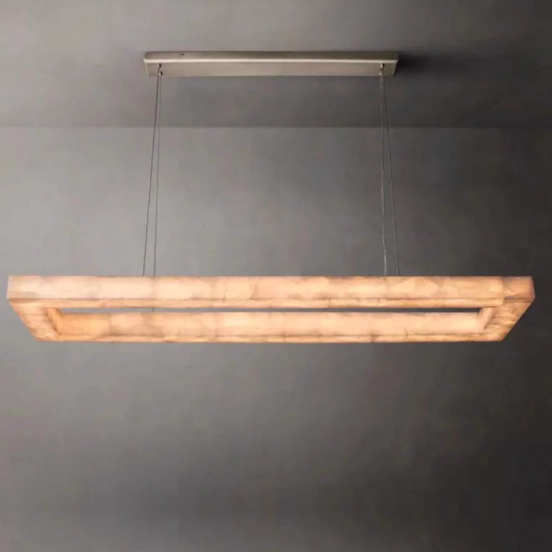  Lustre linéaire à DEL en albâtre LIGHTLINEA | Structure en métal | Intensité réglable | Moderne, 11.81" H x 19.68" W x 78" D
