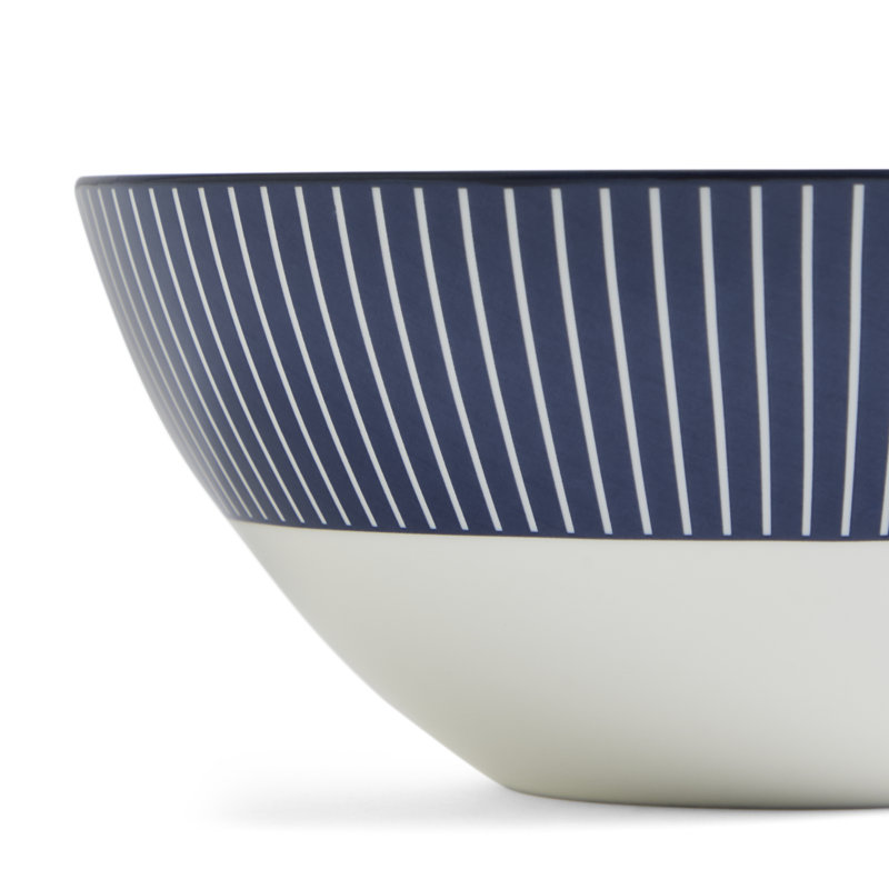 Wedgwood Gio Blue Cereal Bowl 6.2in Pinstripe, Dark Blue/White