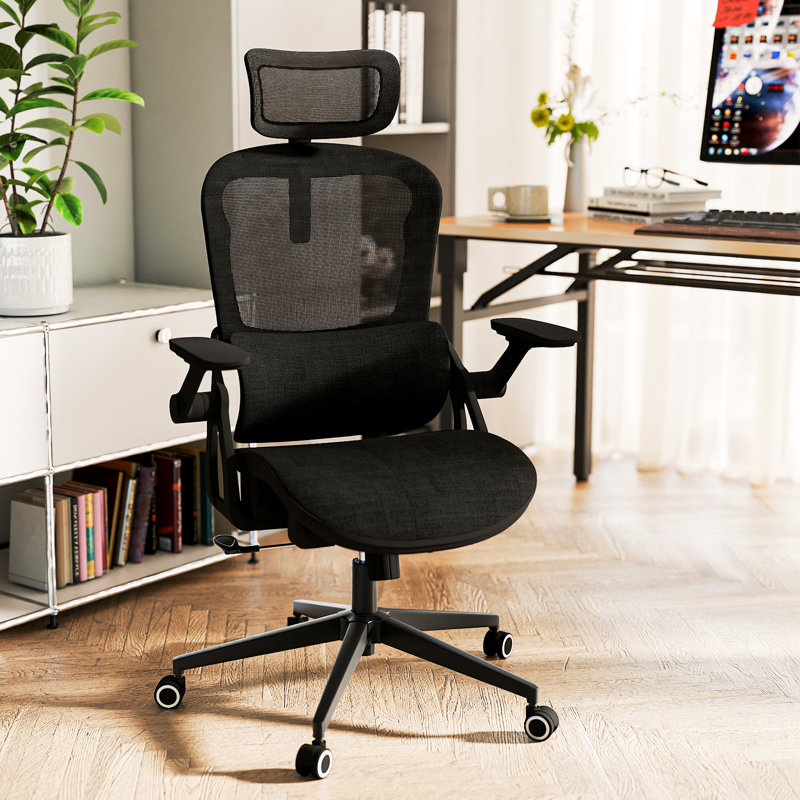 Omir Ergonomic Office Chair With Lumbar Support & Flip Up Arms Home Office Desk Chairs Rockable Swivel High Back Computer Chair  Mesh Study Chair