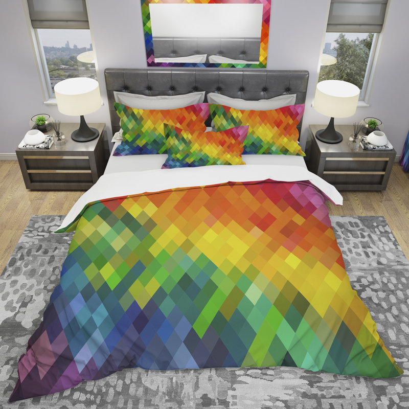 Ensemble de housse de couette moderne, Housse simple + 1 taie décorative