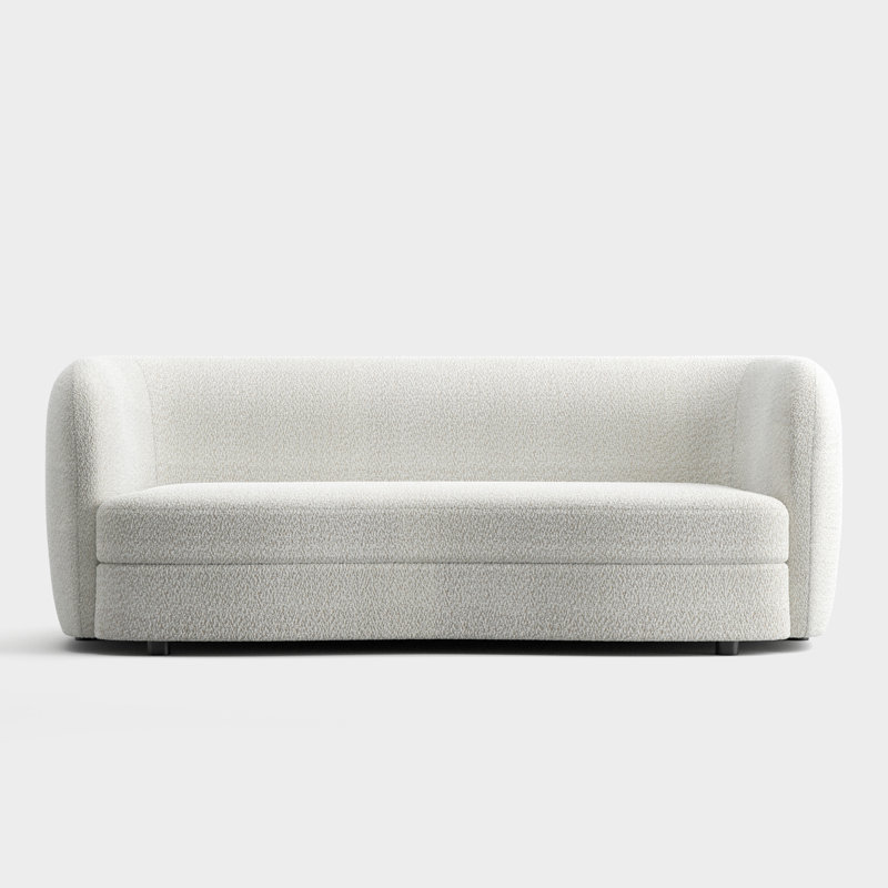 Canapé courbé 82,5 po Celal, 100% polyester blanc cassé