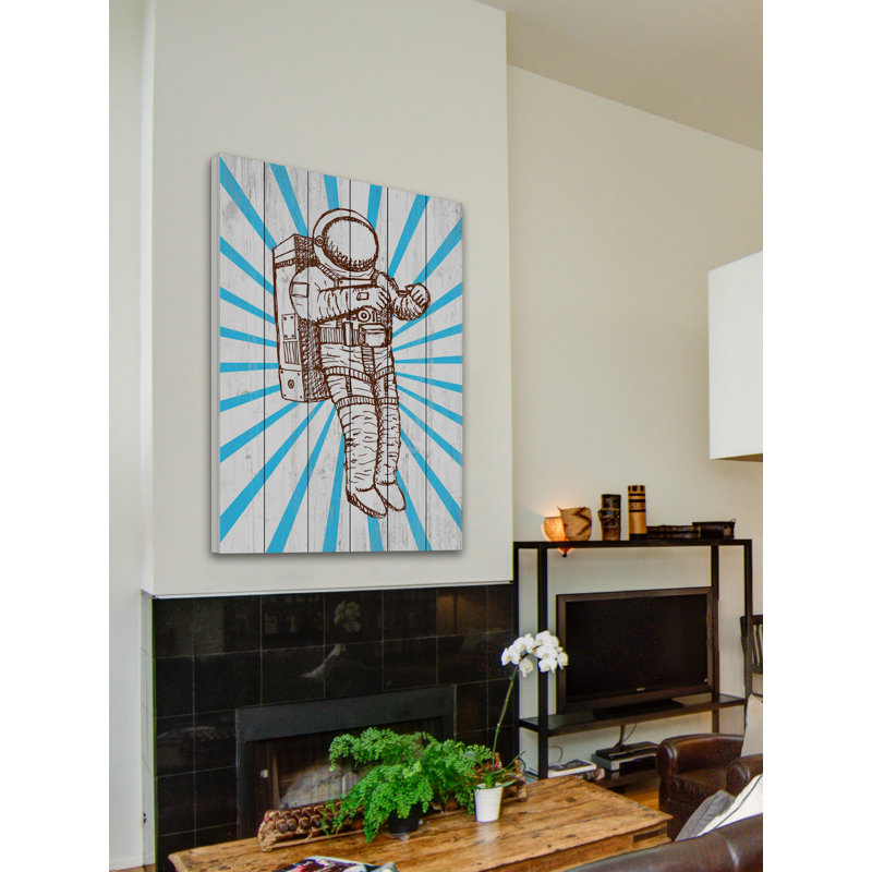 «Space suit», reproduction sur bois blanc, H 18 po x l 12 po x P 1,5 po