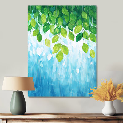 Forest Leave Greens In The Rain I - Leaves  Metal Wall Decor, Traditional Metal Print