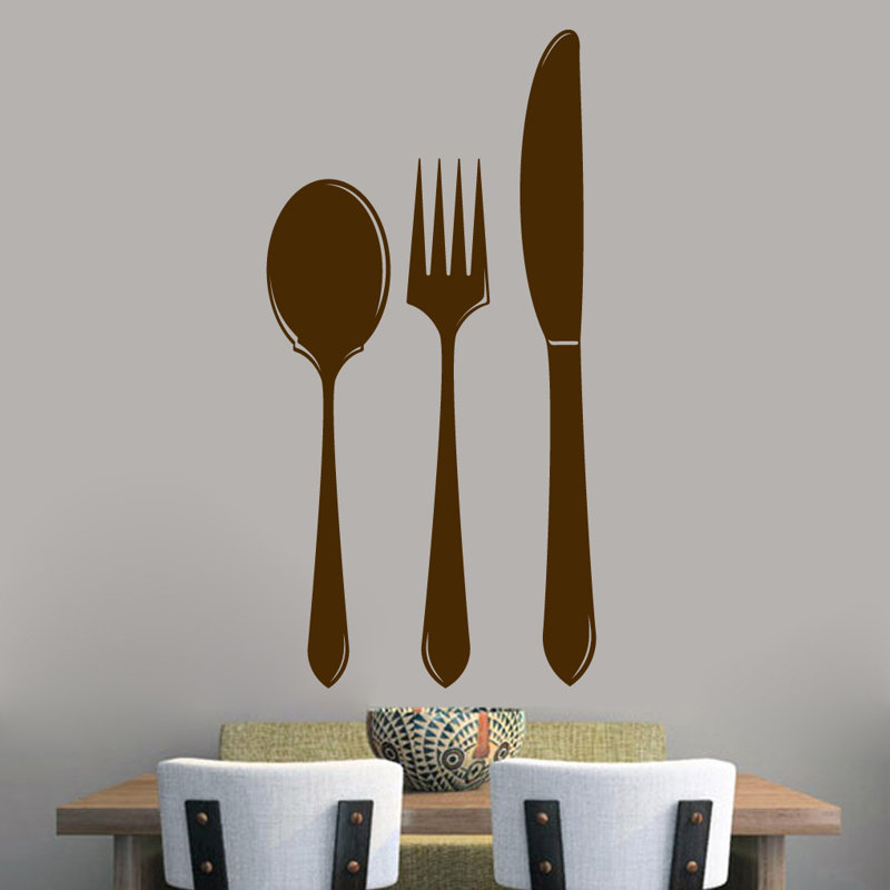 Adhésif décoratif cuillère fourchette, Brun