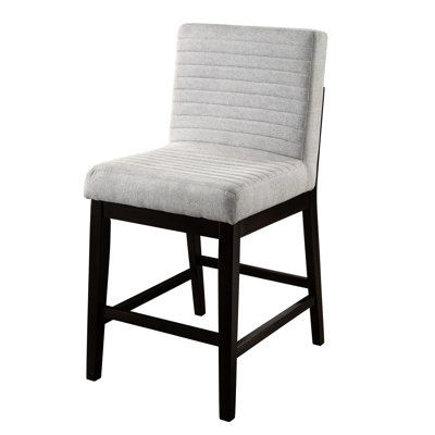 Finish Gray Linen Counter Height Chair Of 2, Padded Seat & Back Cushion, Rubber Wood Foam, 220Lbs Capacity Rating, 19" Width, 17" Depth, 25" Height, 39" Tall, 20" Wide, Deep 2 With And Weight Bearing,