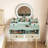 Iesa Boho Natural Rattan Vanity with LED Mirror and Stool