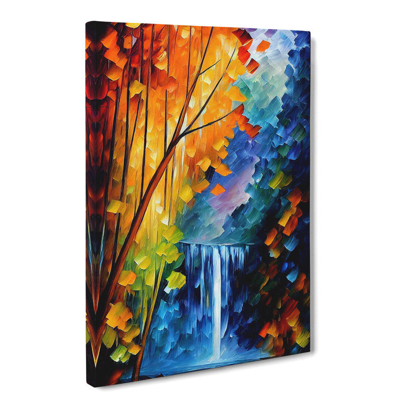 CAN-V0523-2818X Waterfall Painted - Wrapped Canvas Print, 50cm H x 35cm W