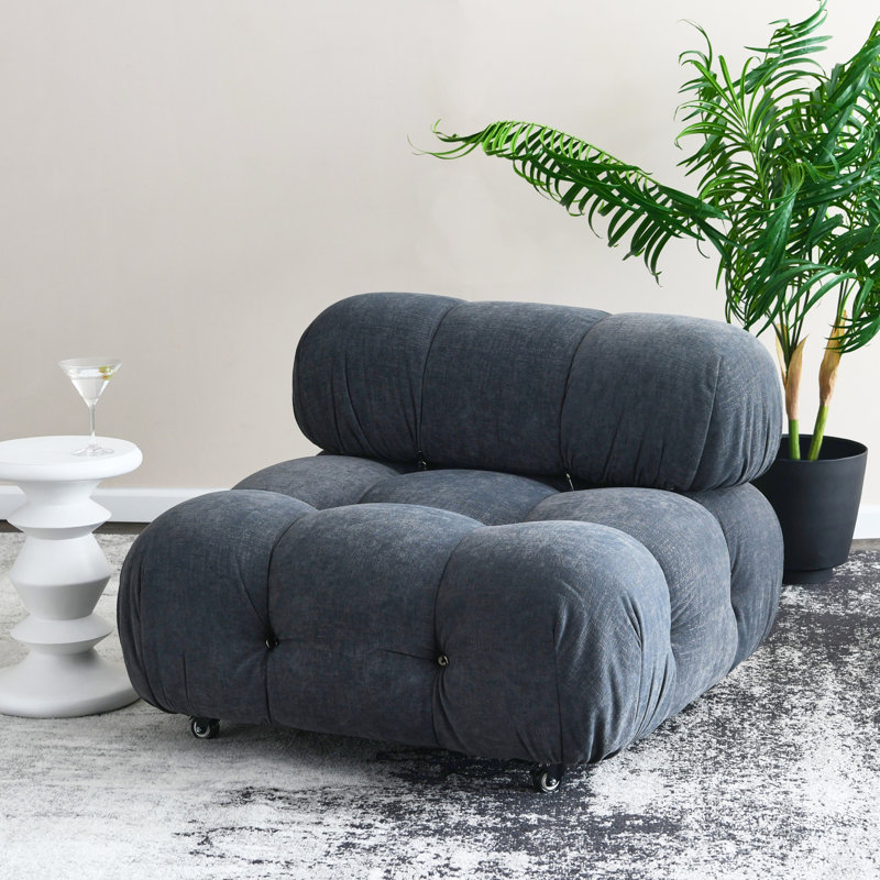 Mimosa Upholstered Slipper Chair, Gray Polyester