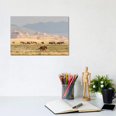 USA, Utah, Tooele County. Wild Horses Grazing. by Jaynes Gallery - Wrapped Canvas Gallery-Wrapped Canvas Giclée