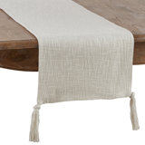 Solid Colour Table Runner With Tasseled Corners