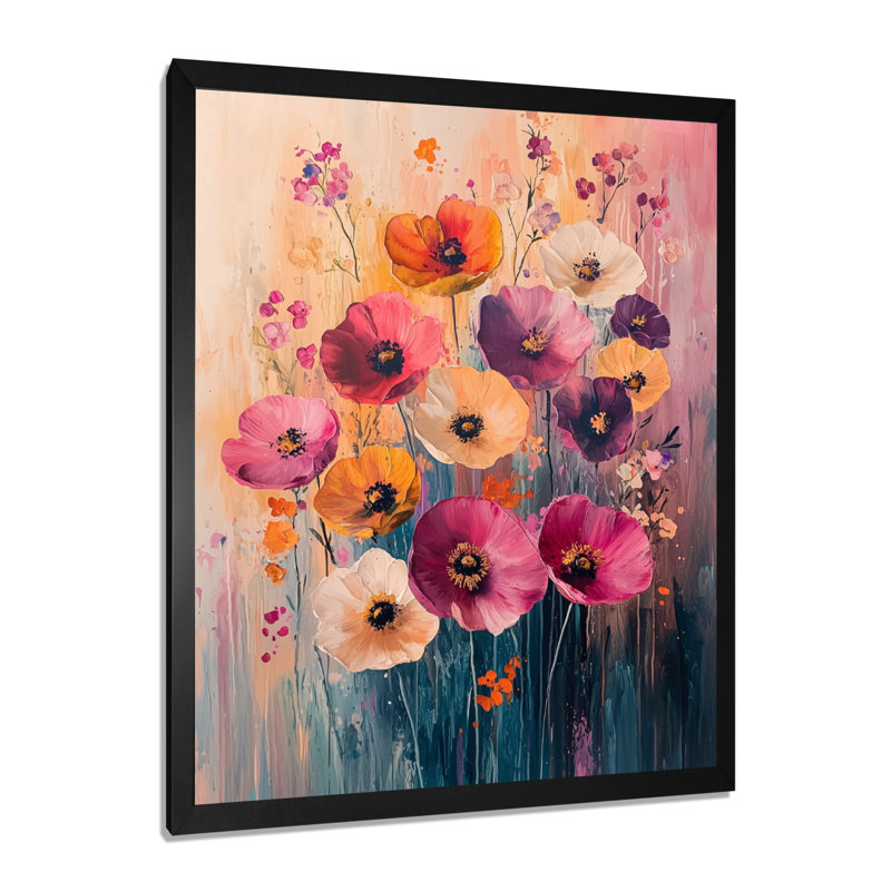 Bart - art mural floral, Noir, H 20 po x l 12 po, Reproduction encadrée d'une seule photo