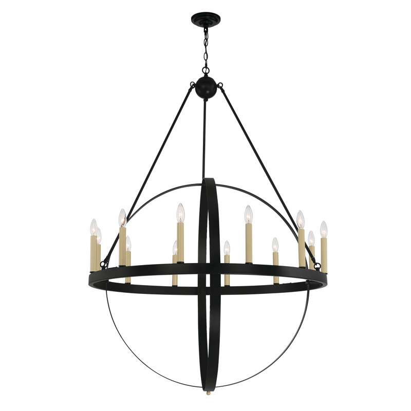Dereham 12 - Light Steel Dimmable Wagon Wheel Chandelier