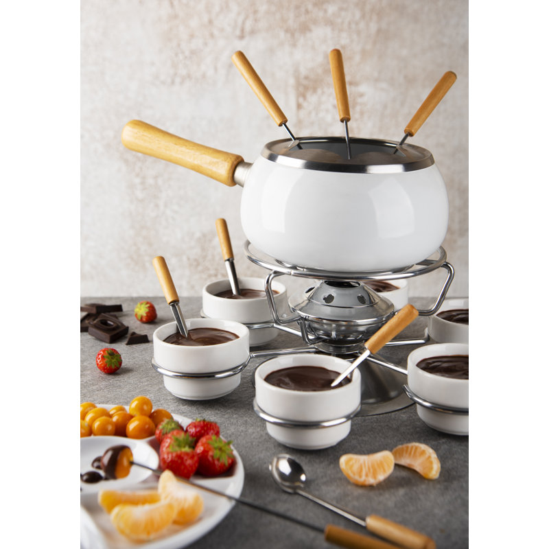 28 Piece Iron and Ceramic Fondue Set