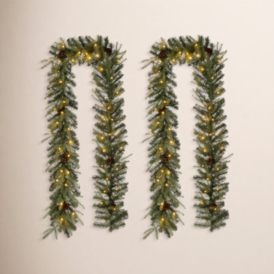 Soperton 9ft Greenery Christmas Garland With Lights