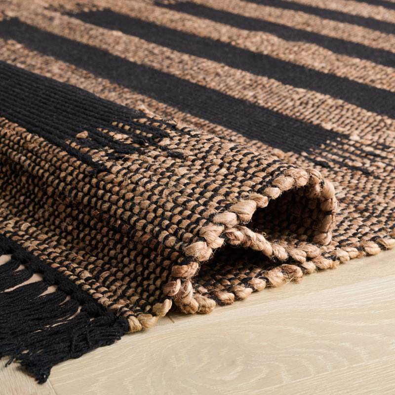 Natural Fiber 124 Hand Woven 70% Jute; 30% Cotton Abstract Rug, Runner 2' x 9'