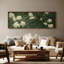 Art mural encadré sur toile - Arbustes botaniques classiques avec des fleurs blanches dans des tons de vert foncé - 16 po x 24 po, 24 po x 36 po-1237710312-1237710315