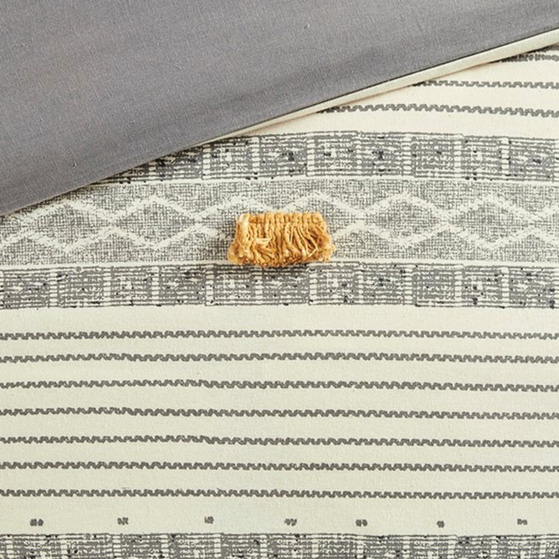 Literie en coton pour grand lit avec imprimé à rayures modernes et housse de couette 3 pièces