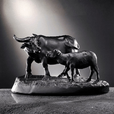 Cristal LIULI, Sculpture de buffle d'eau | Un cœur riche et fertile