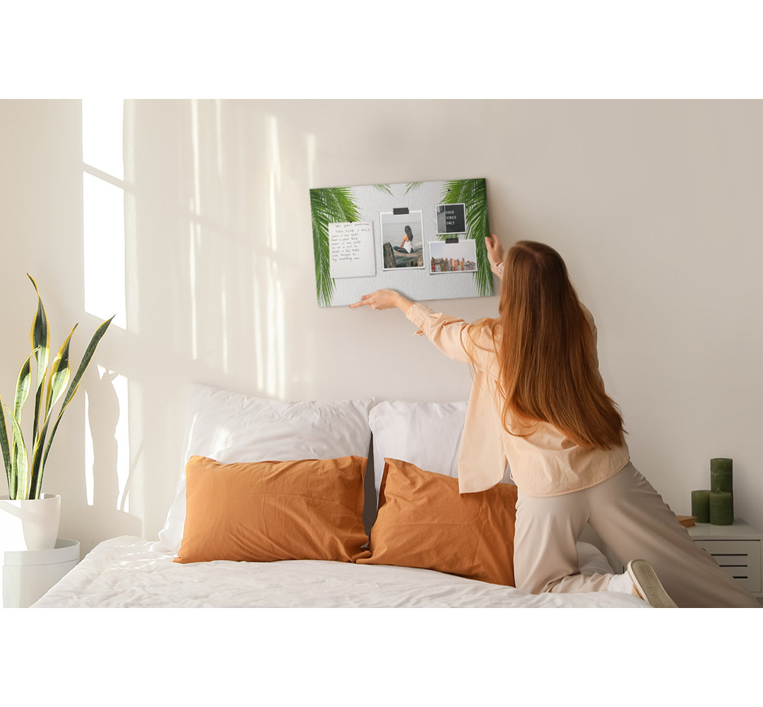 Wall Mounted bulletin board print wall art notice boards for office corkboard Palm tree leaves