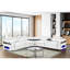 Canapé modulaire blanc moderne avec 2 consoles de lecture et réfrigérateur, 4 sièges, électrique, appuis-tête réglables, tapis de recharge sans fil, ports, système audio, barre de levage à DEL avec éclairage, rangement en forme de L de 4 po-585715271