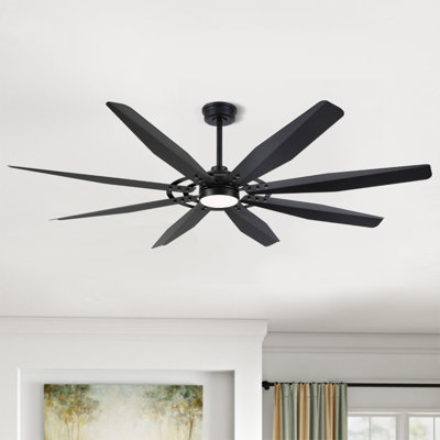 Fianna 60'' Ceiling Fan with Light Remote Control, 8-Blades Large Industrial Ceiling Fan Reversible Quiet DC Motor 3CCT/6-Speed