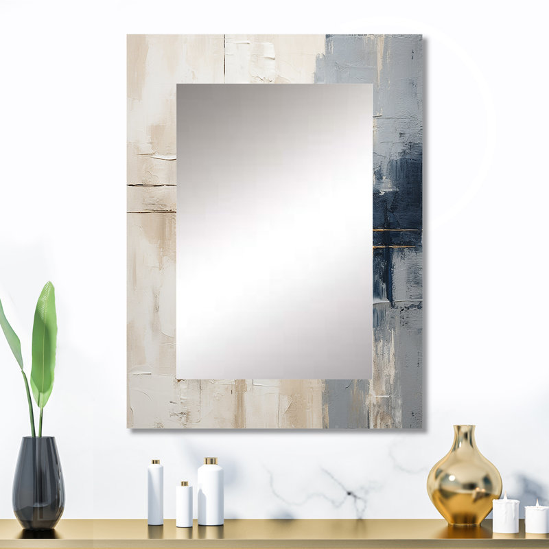 Beige And Gold Minimalism Scandinavian - Scandinavian Mirror, Scandinavian Decorative Wall Mirror, Printed Metal Art