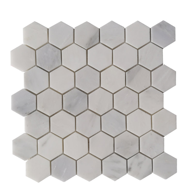12" x 12" Marble Honeycomb Mosaic Wall & Floor Tile, Light Gray/Cream