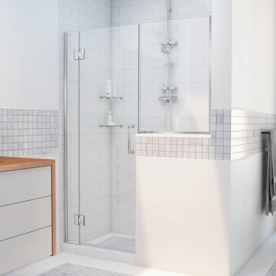 DreamLine Unidoor-X 64 - 64.5 inch W x 72 inch H Frameless Hinged Shower Door in Chrome