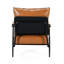 Chaise d'appoint en similicuir brun avec structure rembourrée et en métal, idéale pour les espaces de vie Pièce moderne de style Mid-Century - Structure stable Conception élégante