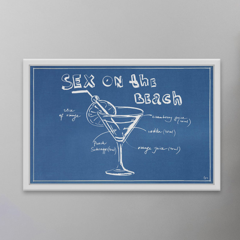 « drink breveté », impression encadrée, H 30 po x l 45 po x P 1,5 po
