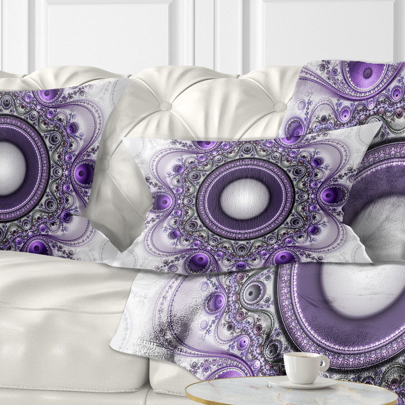 Motif de fractale mauve avec cercles - Coussin décoratif abstrait, Mauve