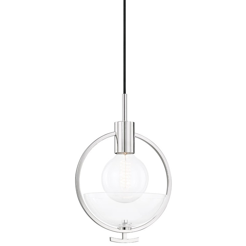 Luminaire suspendu bol 1 lumière 1 lumière, Nickel poli