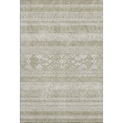 Premium Machine Washable Prisco Khaki Rug