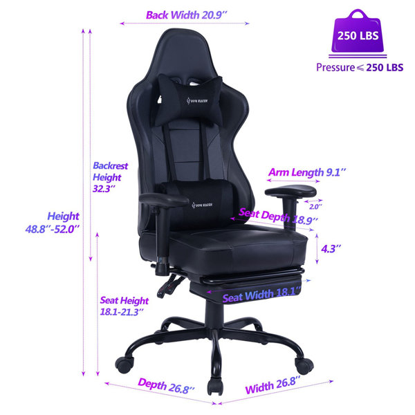 Erommy Gaming Chair with Headrest and Lumbar Support Lumbar Pillow,Purple 