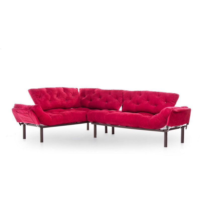 Canapé-lit modulaire faisant face à gauche de 96,46 po Adowlfe, Rouge foncé