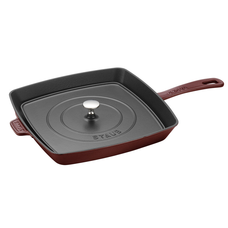 Staub Cast Iron Square Grill Pan, Grenadine