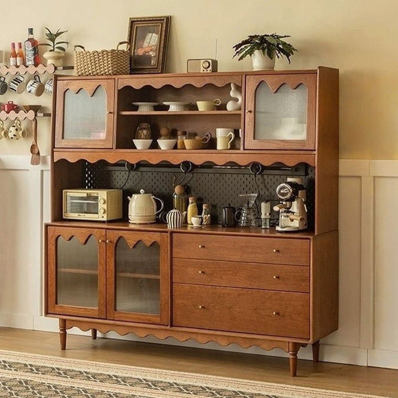 Buffet en bois de noyer massif, 68.5"H×58.66"L×17.32"W