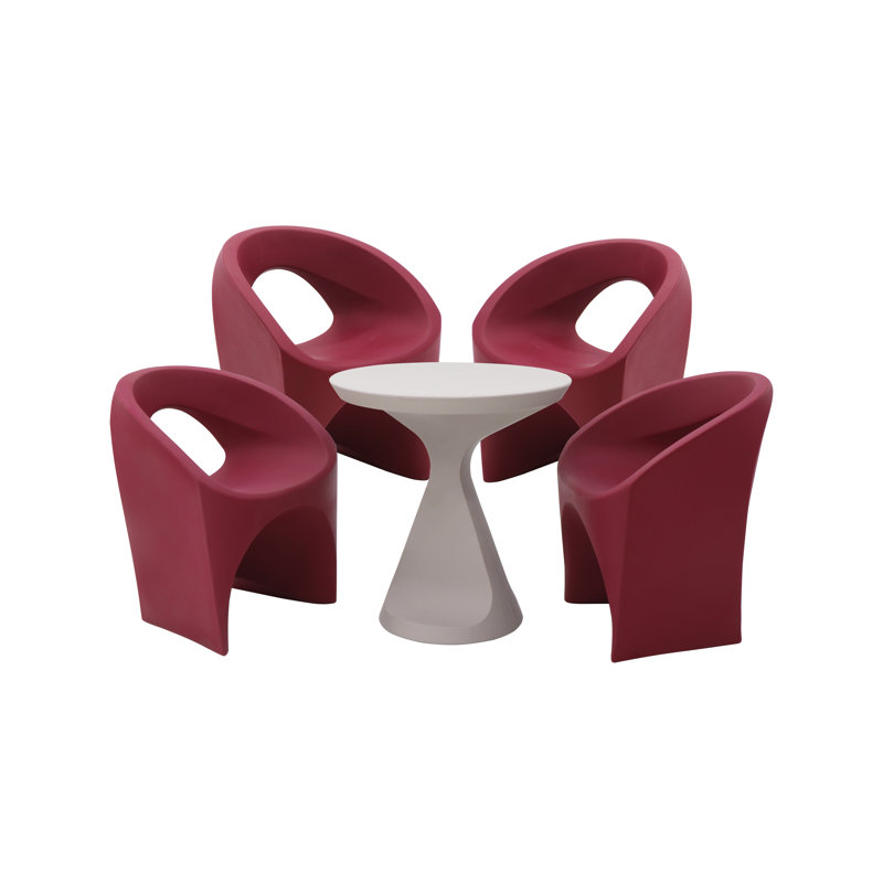 Tramontina Jet 5 Pcs. Polyethylene Lounge Set, Burgundy, Grey