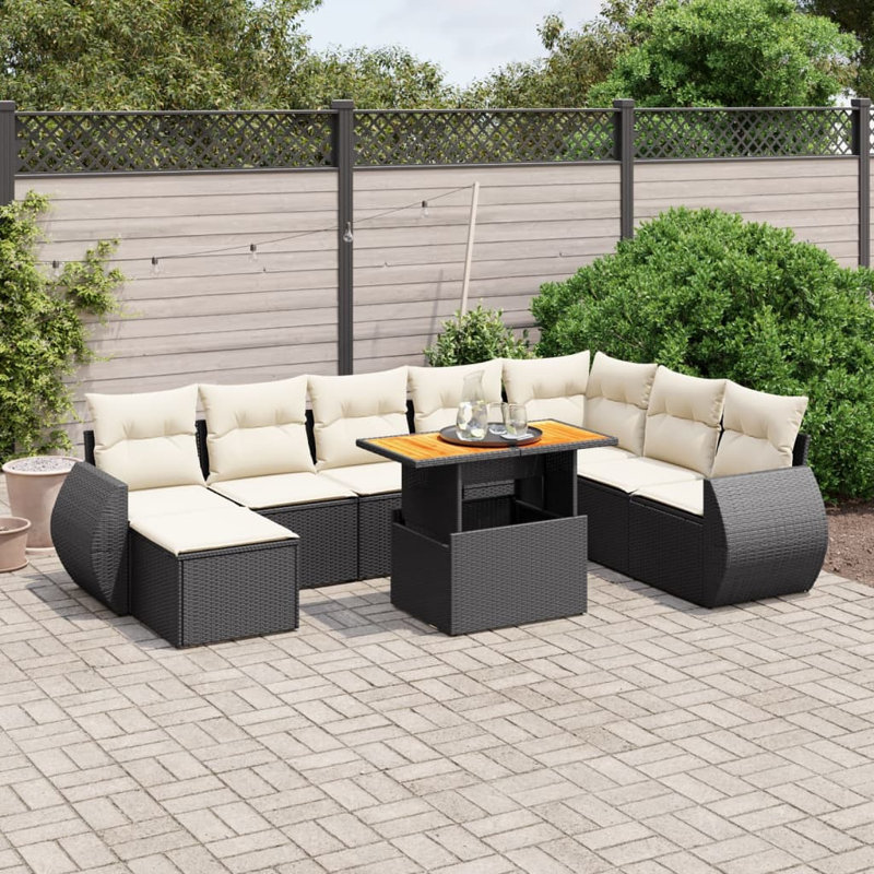 Vidaxl Garden Sofa Set , Cream White, Black