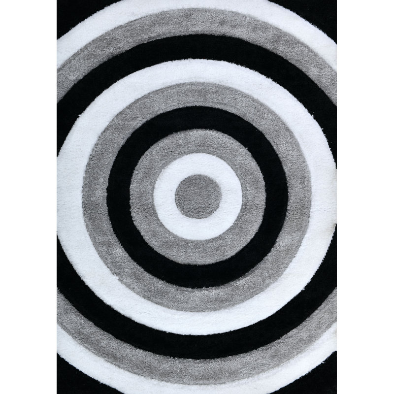 NYC Shag Performance Black White Area Rug, Rectangle 7'10" x 10'2"