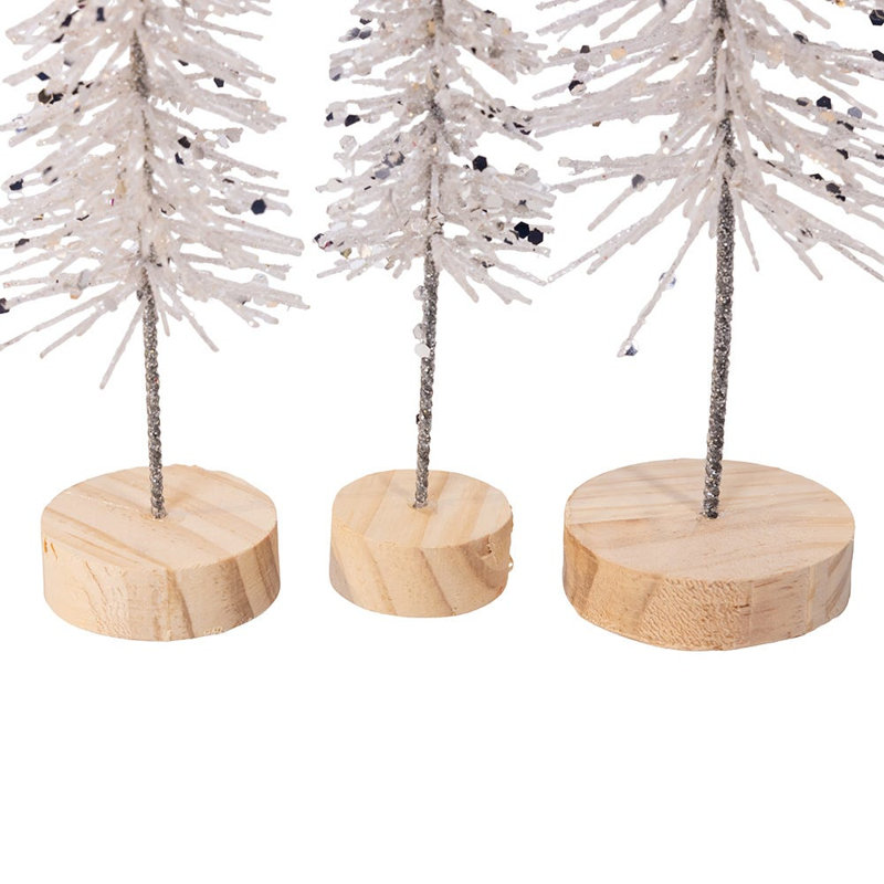 Kurt Adler Silver Glittered Miniature Tree Set, Silver