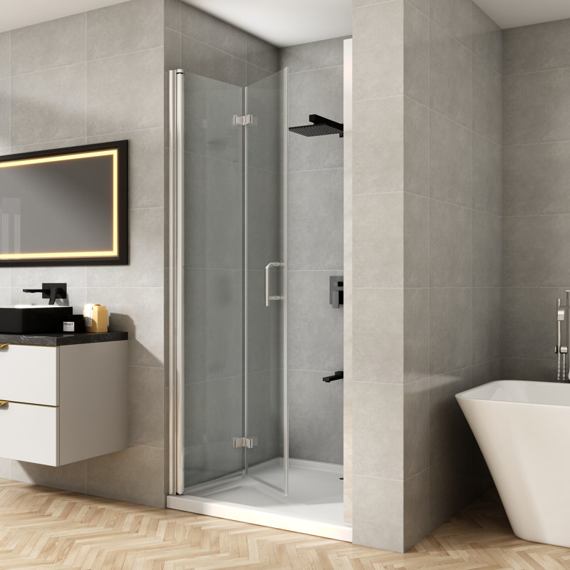 32"-33 1/4" W x 72" H Bi-Fold Frameless Shower Door with Clear Glass, Chrome